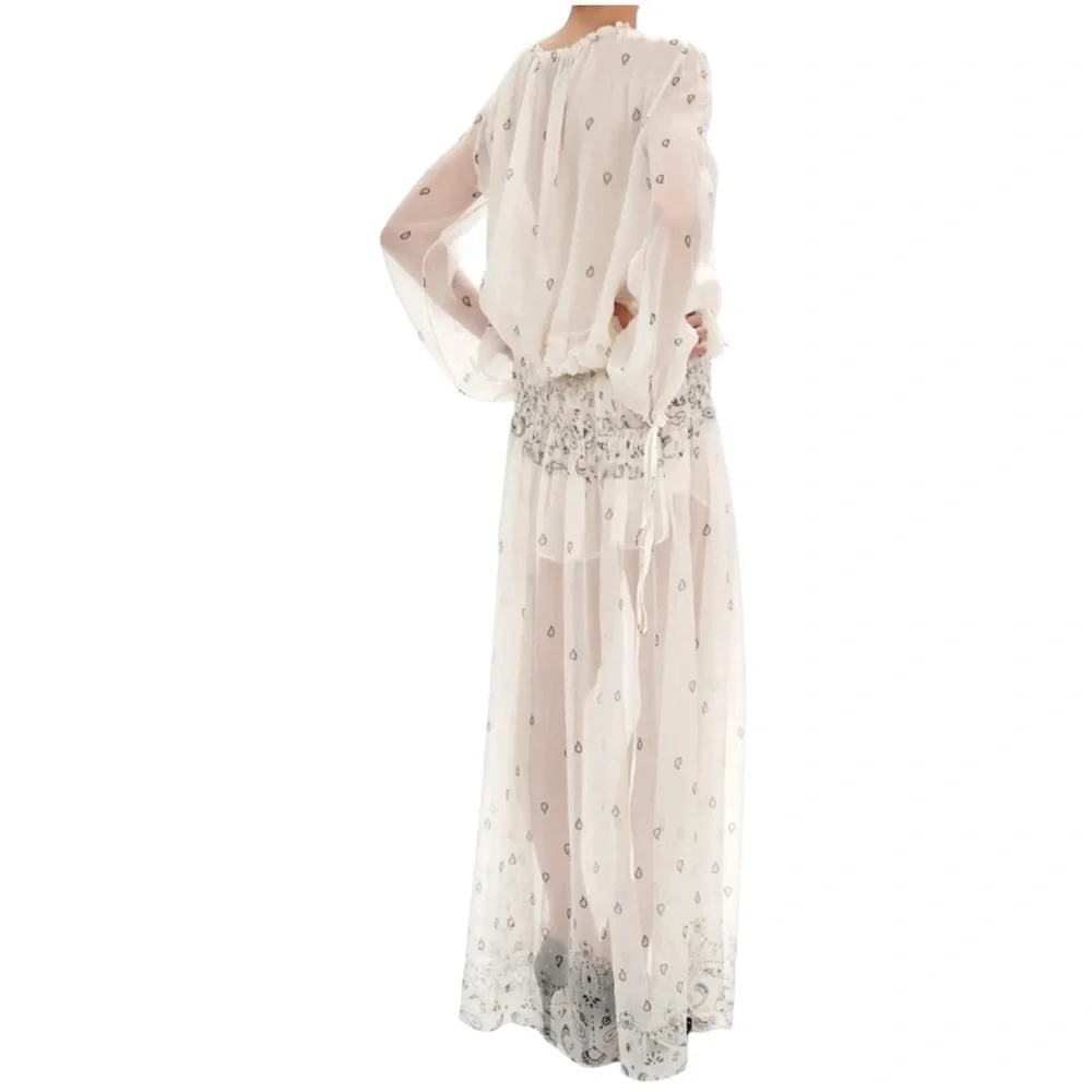 AMIRI Paisley Silk Maxi Dress, White Ivory, NWT, $2000K MSRP, IT 38 - Picture 5 of 11